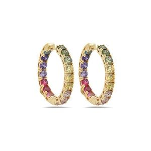 Multi Color Hoop Earrings Gold Plated Sterling